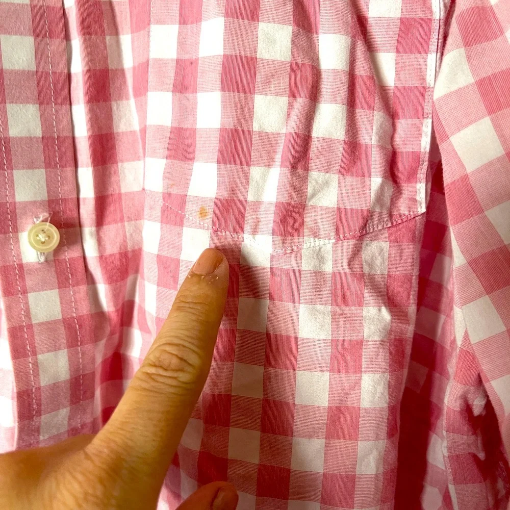 Banana Republic Pink and White Gingham Soft Wash Tailored Slim‎ Fit Shirt